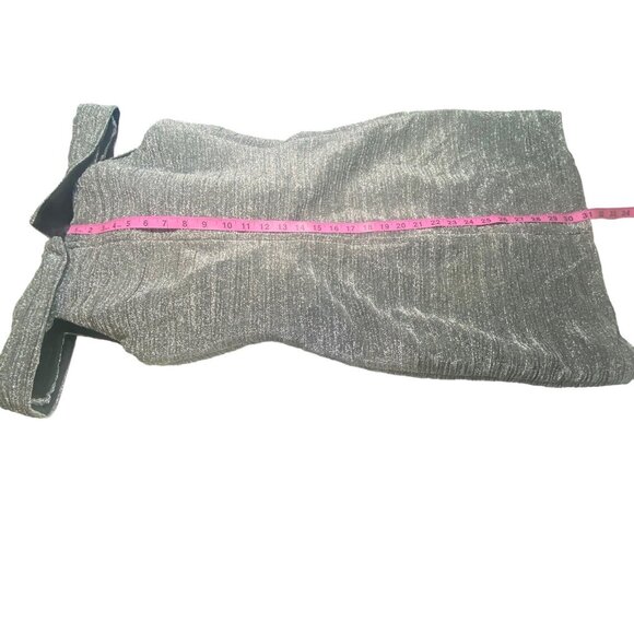 Vtg NINA CANACCI Women Off the Shoulder Mini Dress Sz 10 Silver Cocktail Wedding - Picture 12 of 16